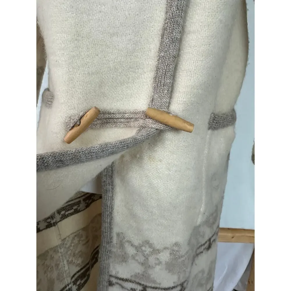 Alafoss Icewool S Ivory 100% Pure Virgin Wool Long Cardigan Sweater Coat - Picture 10 of 16